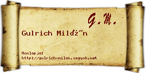 Gulrich Milán névjegykártya